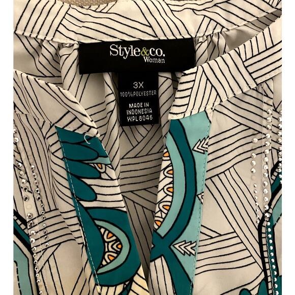 Style & Co Woman Blouse Plus Size 3X Pullover Boho Lightweight Top - Picture 5 of 10